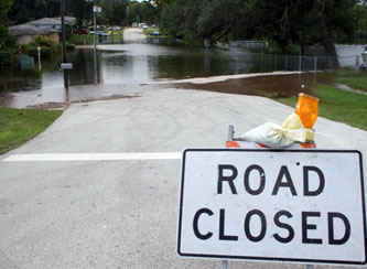 Road closed traffic sign - flooded