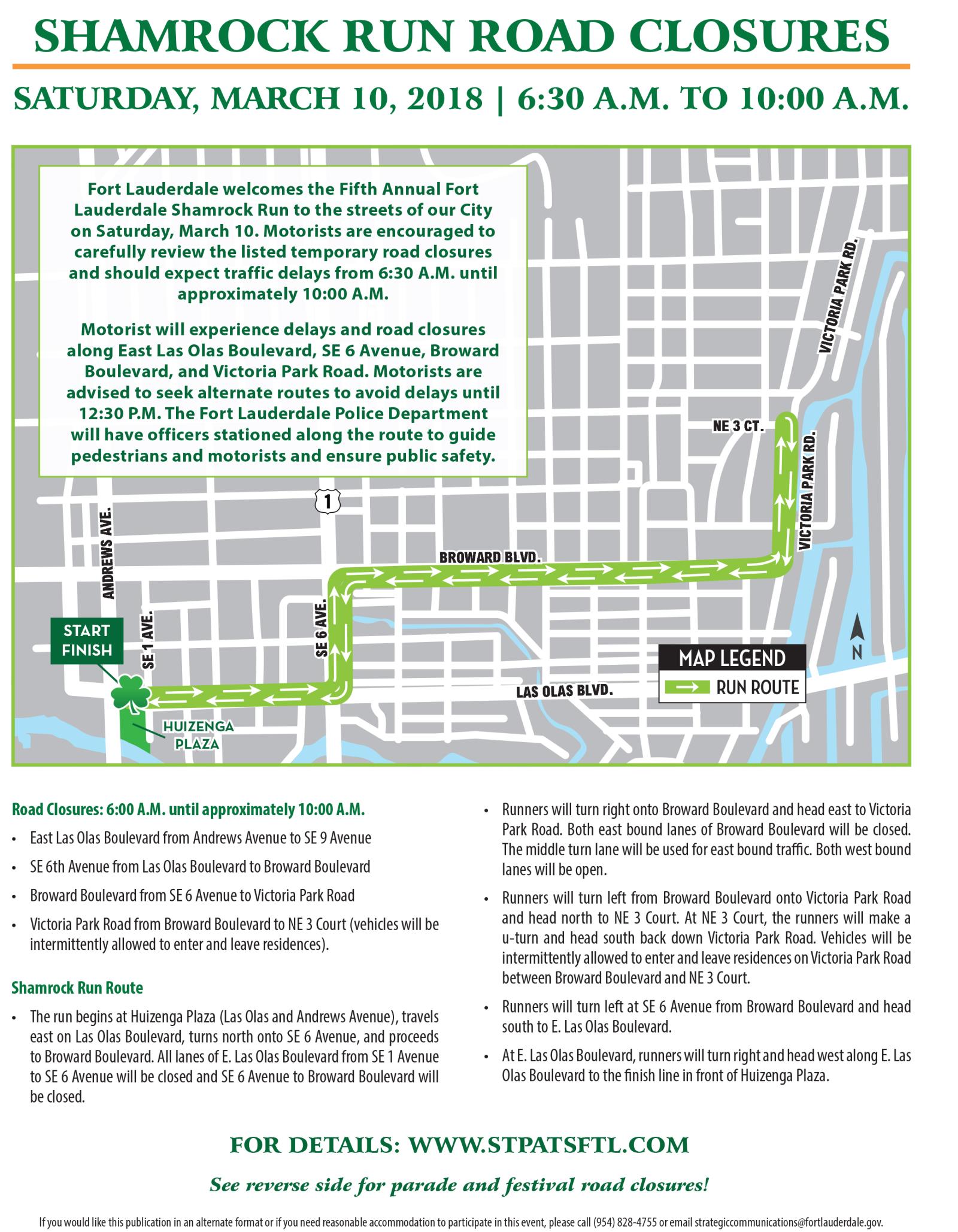 Shamrock Run Road Closure Map