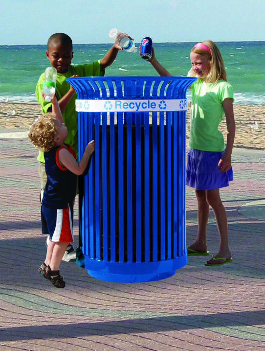 Kids recycling on beach