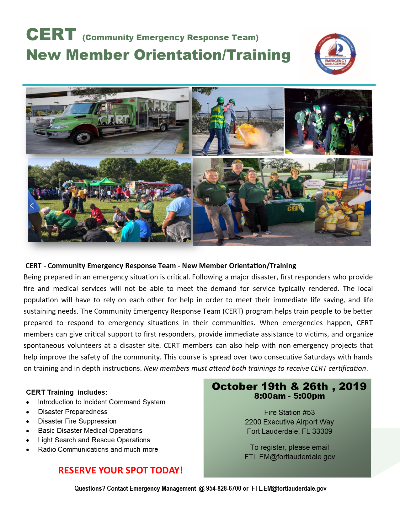 New CERT Orientation  OCT 2019