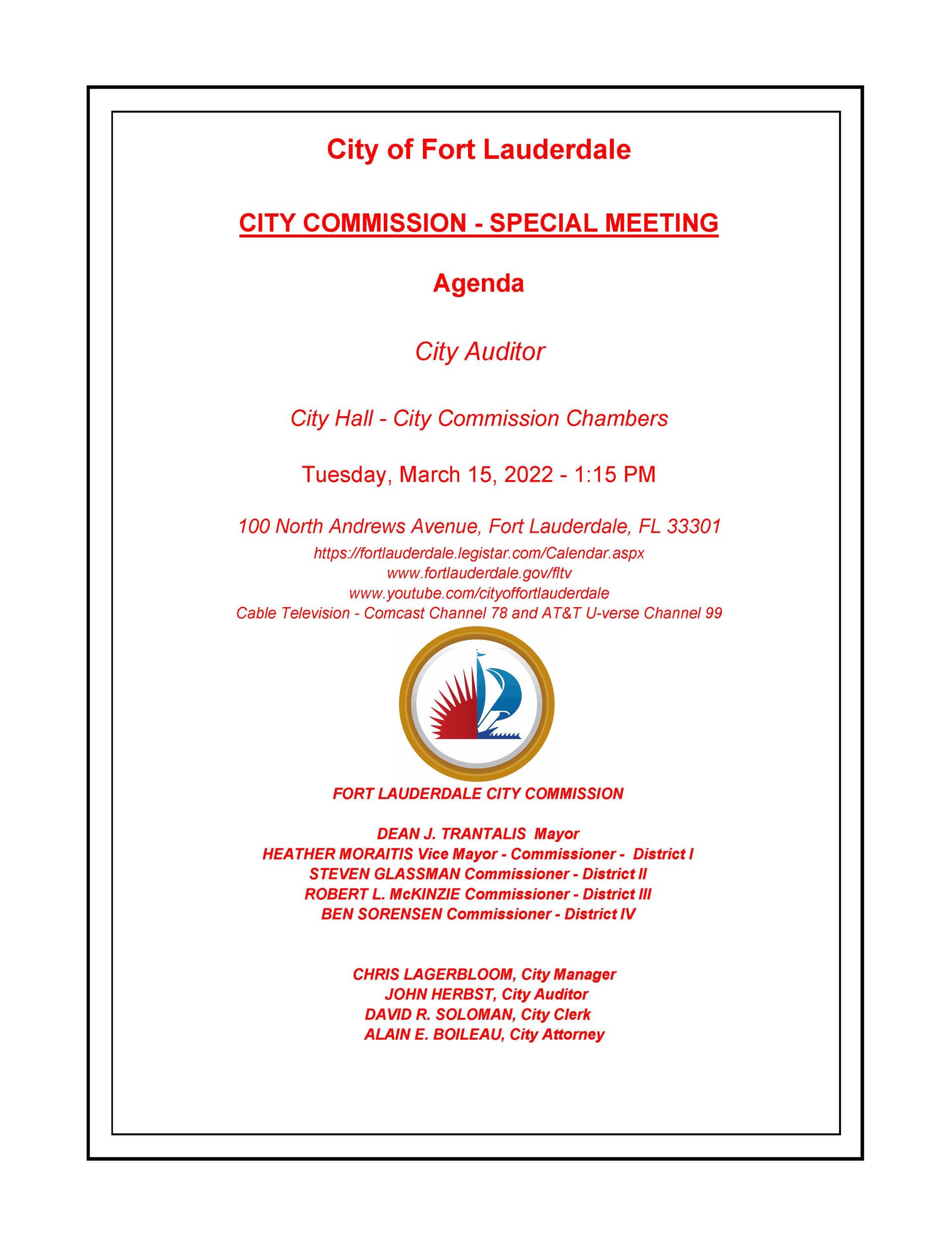 Special Meeting Agenda