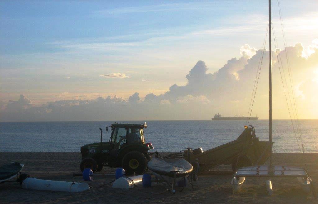 Beach Maintenance in the Early Morning