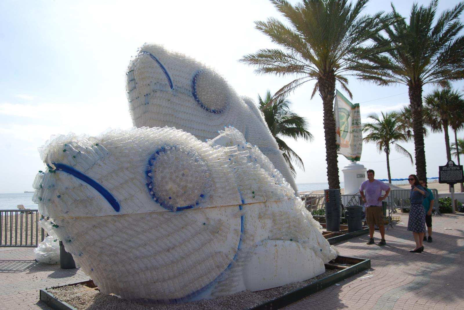 Day View of Upcycled Bottle Fish Sculpture